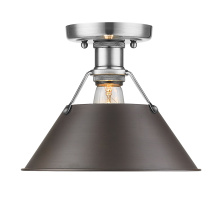 Golden 3306-FM PW-RBZ - Yep by Golden Lighting Orwell 1-light Flush Mount in Pewter and Rubbed Bronze shade